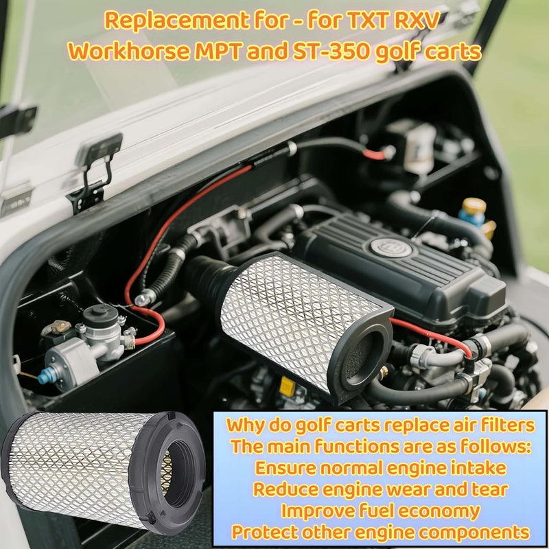 Viefow 1025582-01 11017-EZ 1025582-01 28463-G01 Black Golf cart Air filter Fits Club Car EZGO TXT Workhorse RXV Precedent gas Golf cart (2 Pack) - Image 2